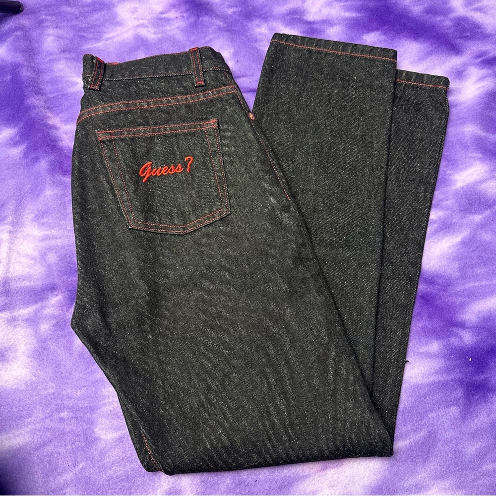 Vintage 90s guess jeans black with red stitching